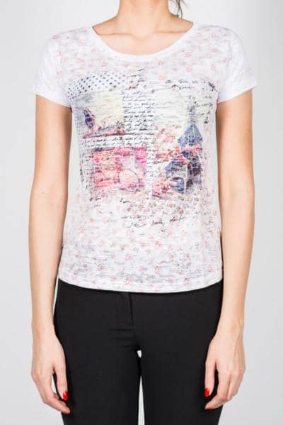 Tee-shirt with woman and bike printing